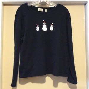 Classic Elements black adorable long sleeve large 14/16 snowman top